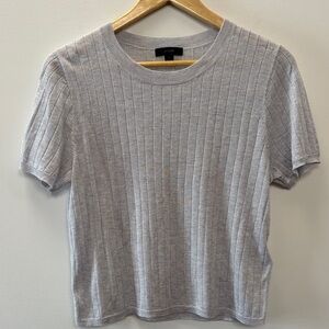 J. Crew Heather Gray Ribbed Knit Top